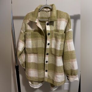 Oversized Green and Blush Shacket - Size M
